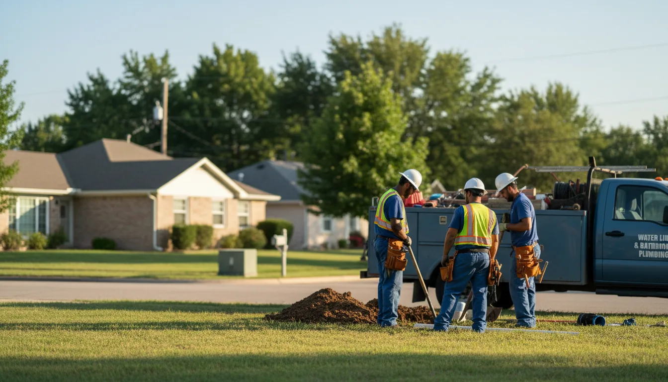 Residential water line and bathroom plumbing service in Chandler, OK